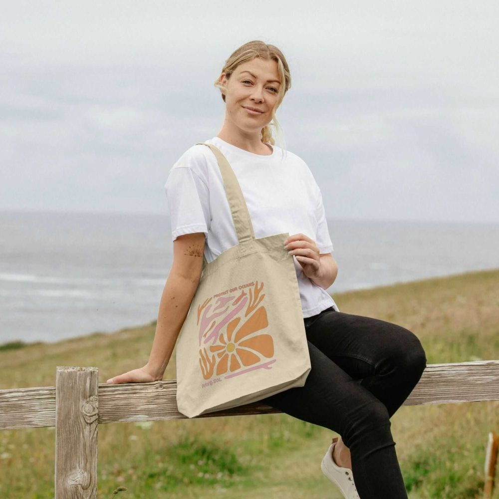 Protect our oceans natural tote bag Ray & Sol